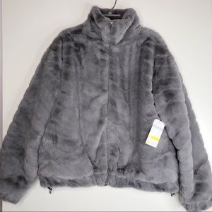 Zella Faux Fur Bomber Jacket size large